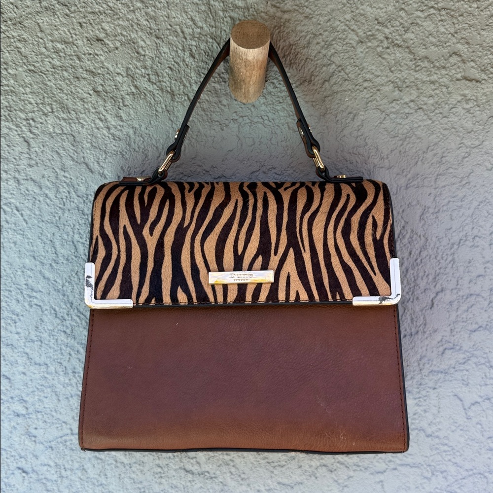 Dune London Zebra Pattern Brown Shoulder Bag